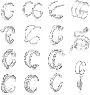 15 Pieces Gold Ear Cuff Earring Set, Dainty Non Piercing Clip On Cartilage Earrings, Lightweight Statement Jewelry Gifts for Women Teen Girls