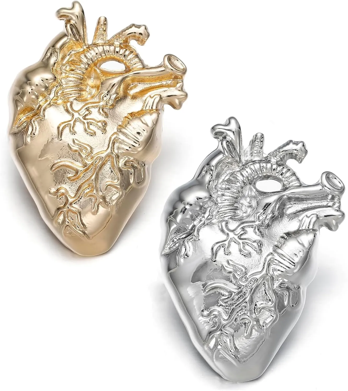 2PCS Heart Lapel Pins Brooches Set,Medical Jewelry Gift for Cardiology Biology Doctor Nurse,Medicine Backpack Hat Badges