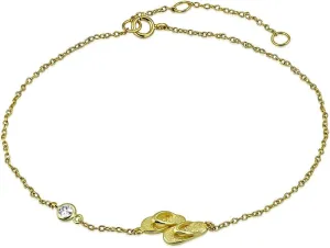 925 Sterling Silver Bezel-Set CZ Flip-Flops Slippers Anklet Bracelet