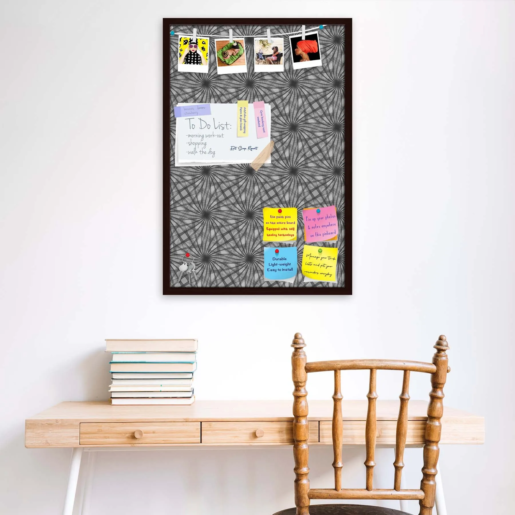 Abstract Black & White Bulletin Board Notice Pin Board Soft Board | Framed