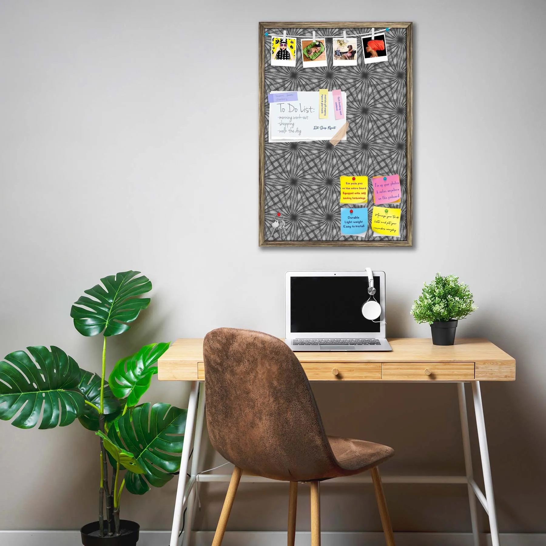 Abstract Black & White Bulletin Board Notice Pin Board Soft Board | Framed