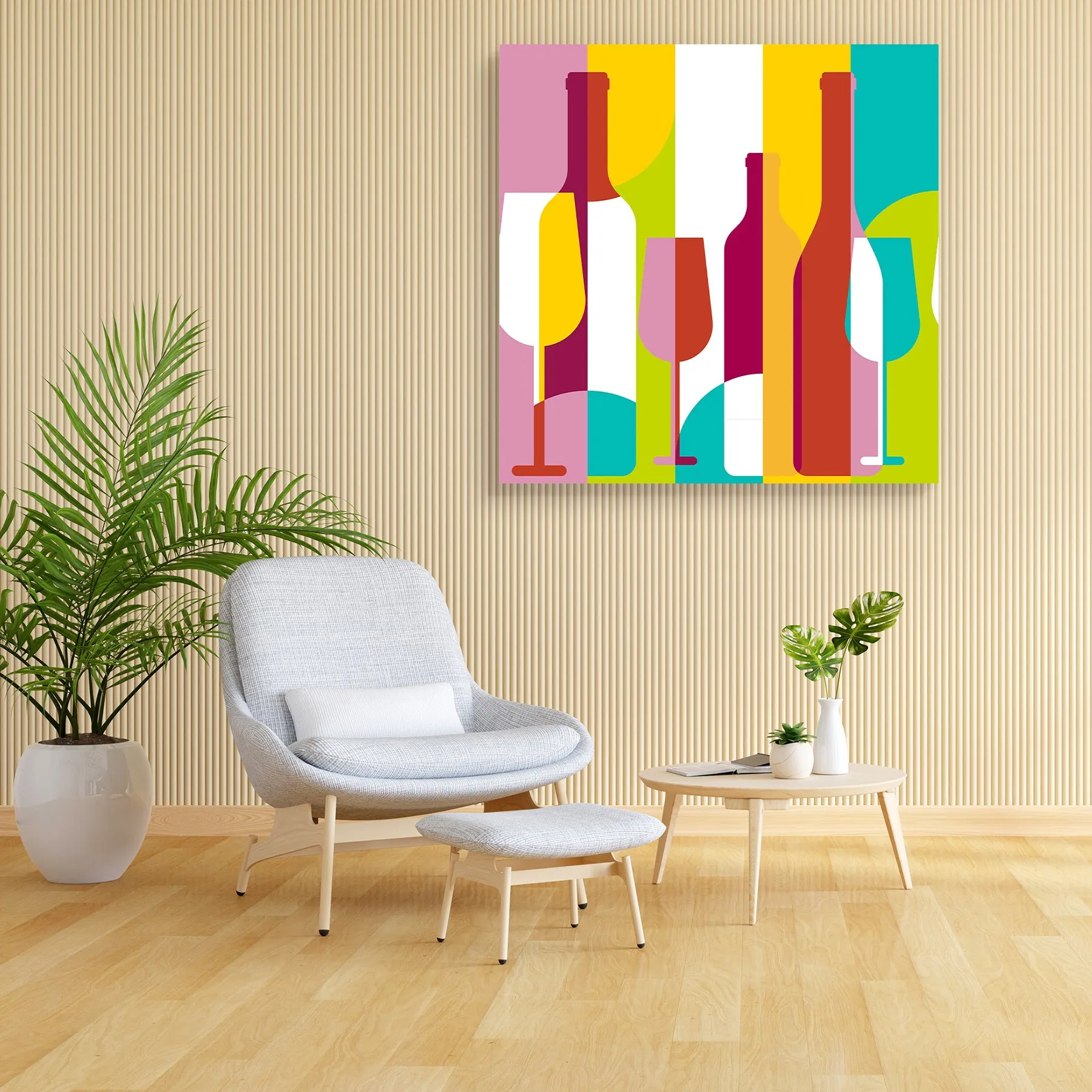 Abstract Bottle Pattern Canvas Painting Synthetic Frame