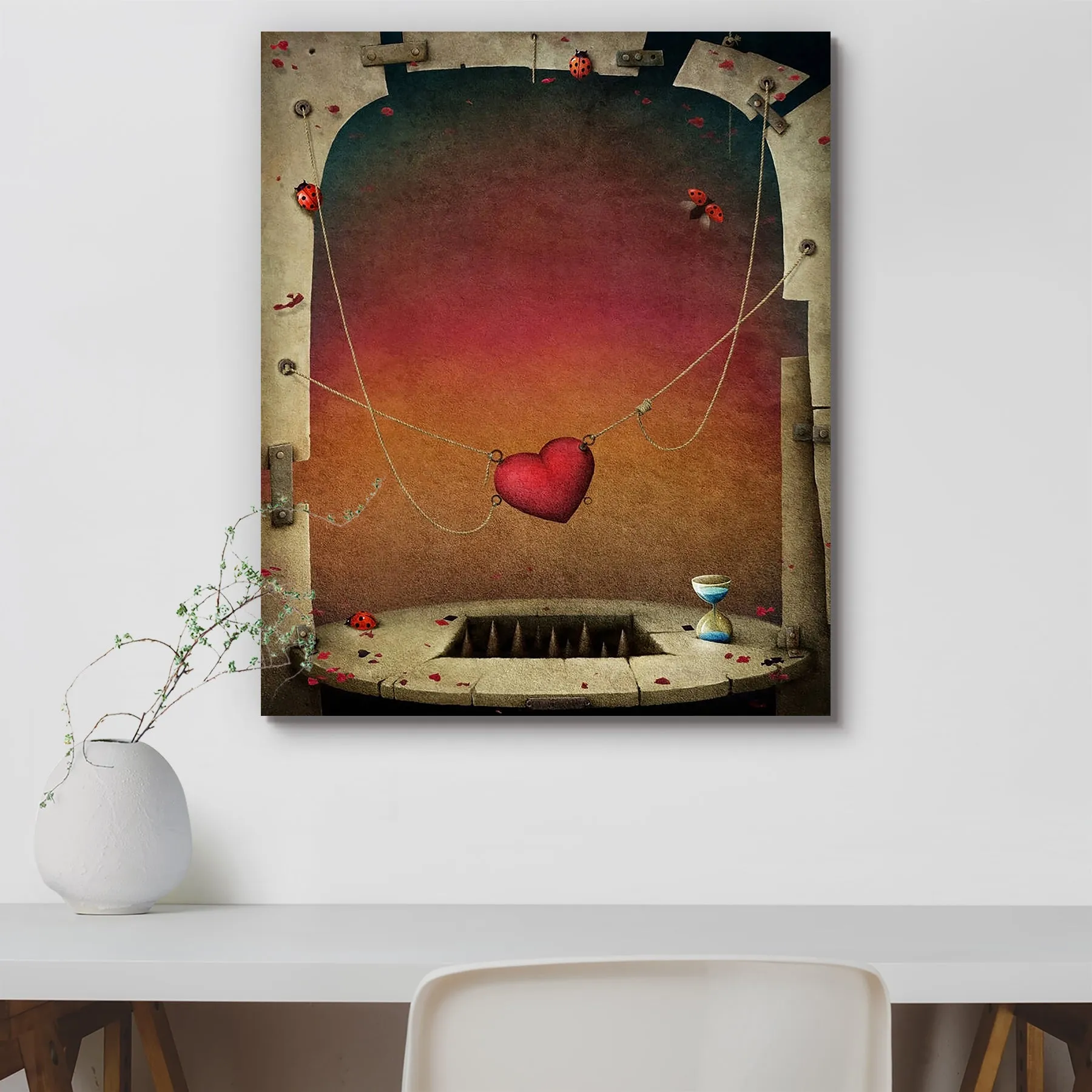 Abstract Hearts Canvas Painting Synthetic Frame