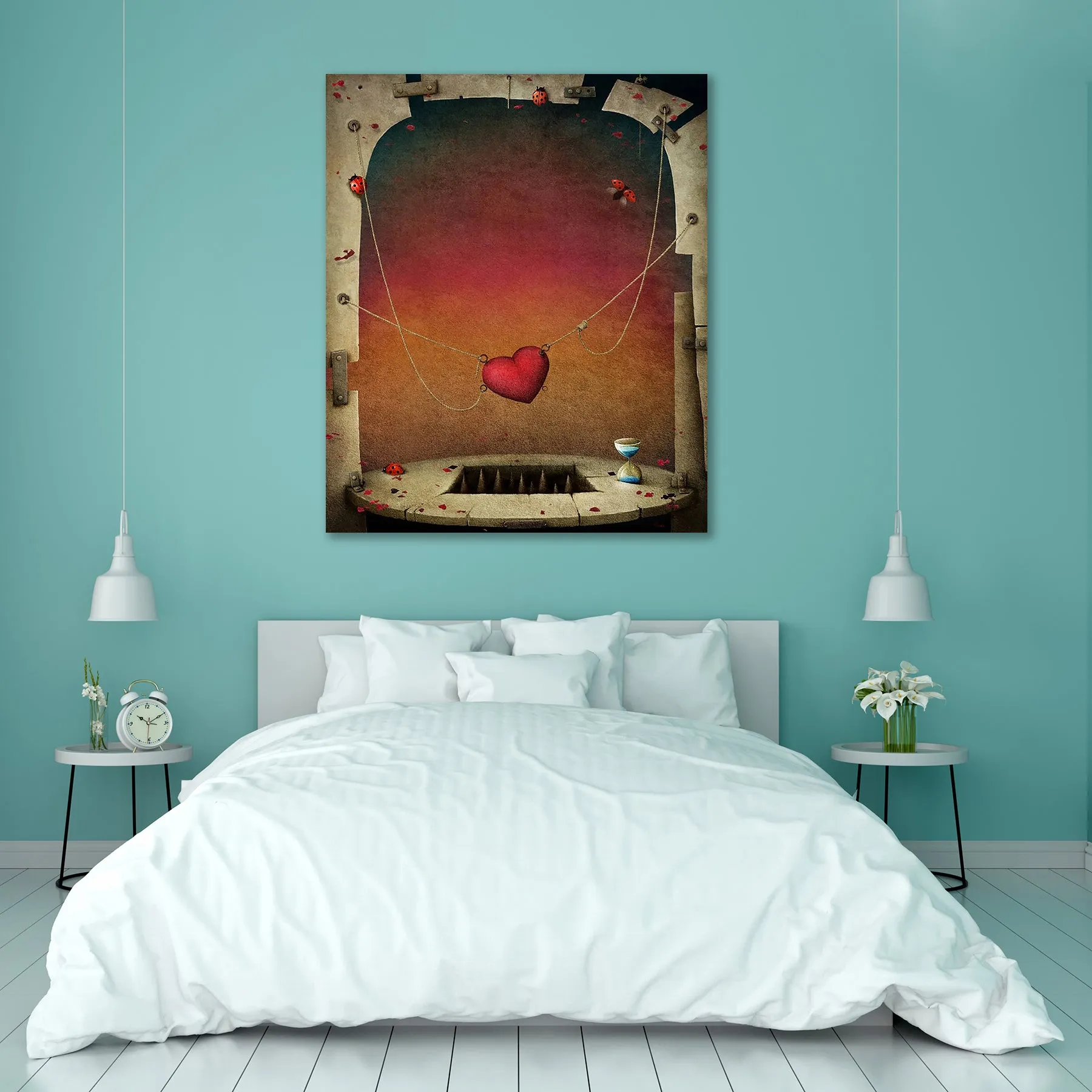 Abstract Hearts Canvas Painting Synthetic Frame