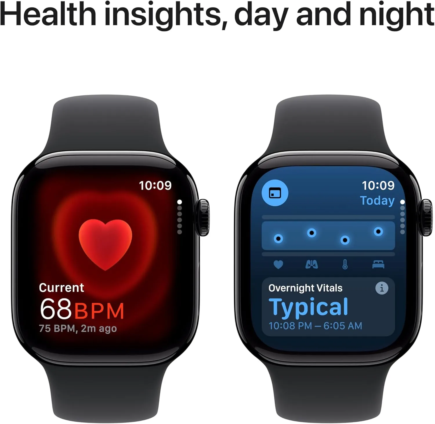 Apple Watch Series 10 [GPS 42mm case] Smartwatch with Jet Black Aluminium Case with Black Sport Band - S/M. Fitness Tracker, ECG App, Always-On Retina Display, Water Resistant