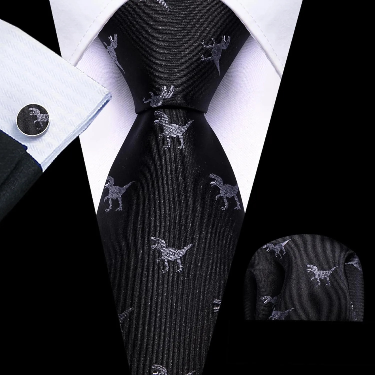 Barry.Wang Men Silk Novelty Tie Set Designer Abstract Necktie Pocket Square Cufflinks Wedding Party Formal