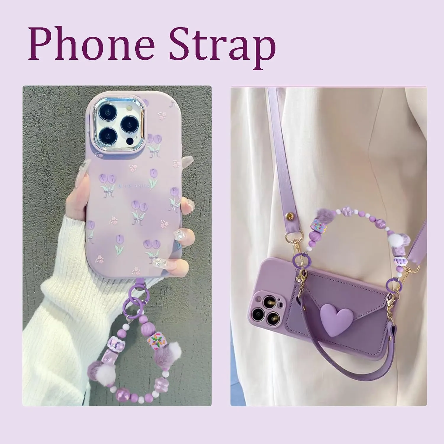 Bead Bag Charm for Women, Bag Charm for Handbags Purse Tote Backpack, Plush Pompom Keychain, Phone Wrist Strap