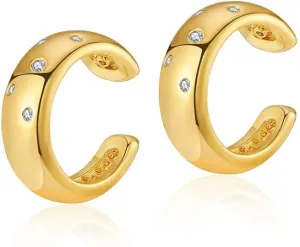 Chunky Ear Cuffs for Women Gold Silver Earrings Non Piercing 18K Gold Plated Stainless Steel Chunky Round Huggie Minimalism Ear Clip Earrings Ear Cuff for Women Ear Cartilage Clip Jewelry Gift