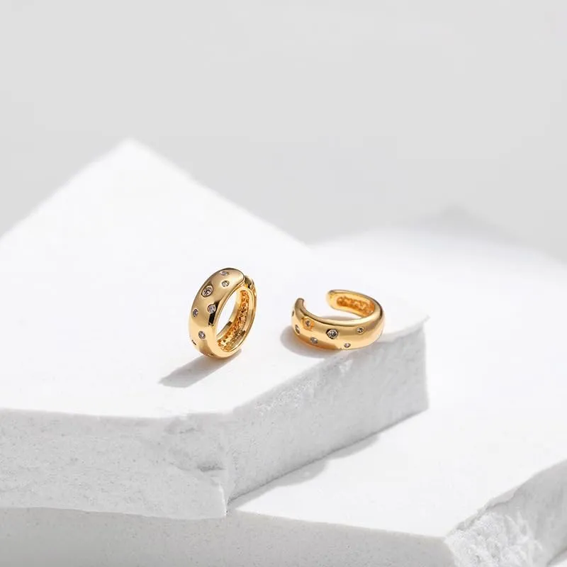 Chunky Ear Cuffs for Women Gold Silver Earrings Non Piercing 18K Gold Plated Stainless Steel Chunky Round Huggie Minimalism Ear Clip Earrings Ear Cuff for Women Ear Cartilage Clip Jewelry Gift