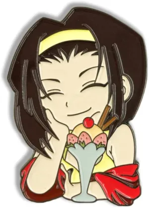 Cowboy Faye Valentine Enjoying Ice Cream Cute Enamel Pin Kawaii Novelty Brooch Buttons Jewelry for Jackets Jeans Backpack Cloth Lapel Bag Hat Gift for Anime Lovers Girl Women Boy Friends