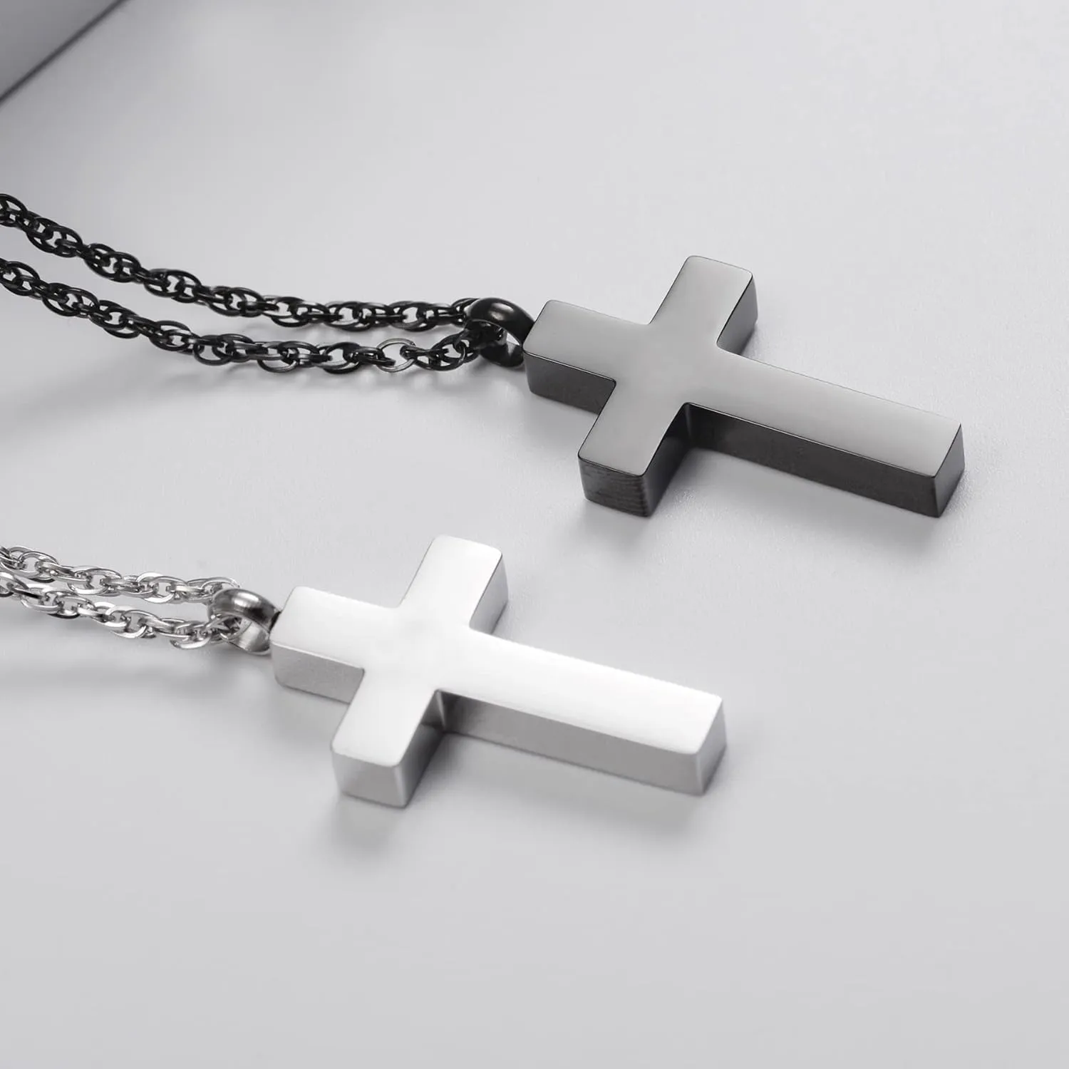 Cremation Cross Necklace for Ashes, Blank Cross Urns Locket Pendant Ashes Holder Stainless Steel Memorial Jewelry
