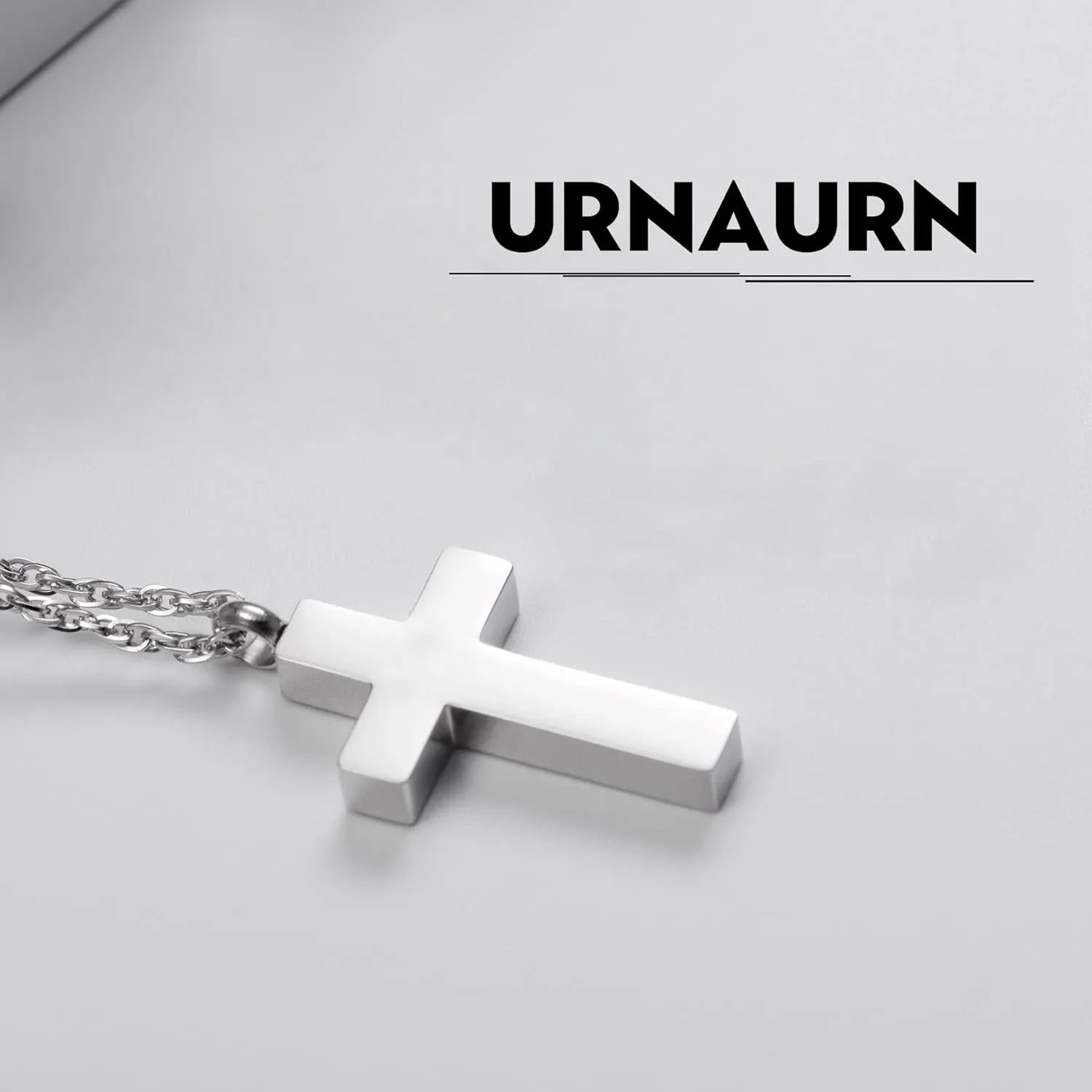 Cremation Cross Necklace for Ashes, Blank Cross Urns Locket Pendant Ashes Holder Stainless Steel Memorial Jewelry