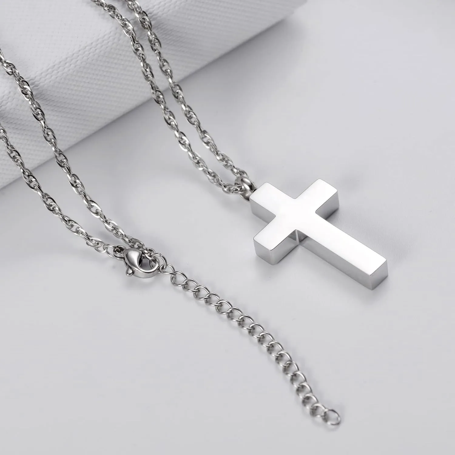 Cremation Cross Necklace for Ashes, Blank Cross Urns Locket Pendant Ashes Holder Stainless Steel Memorial Jewelry