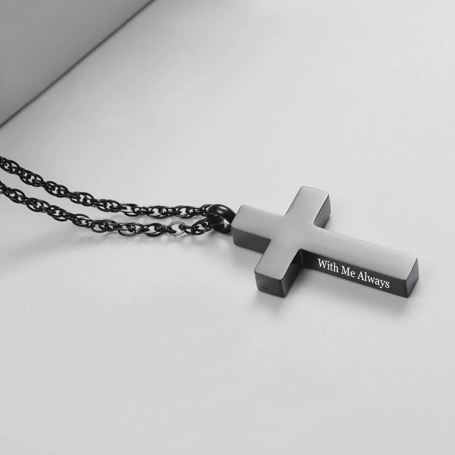 Cremation Cross Necklace for Ashes Cross Urns Locket Pendant Ashes Holder Stainless Steel Memorial Jewelry-With Me Always