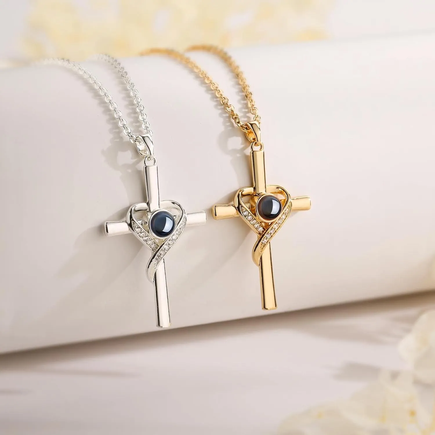 Cross Necklace with Bible Verse for Women Projection Necklace 18 2 Inches Chain Religious Spiritual Jewelry Baptism First Communion Confirmation Gifts