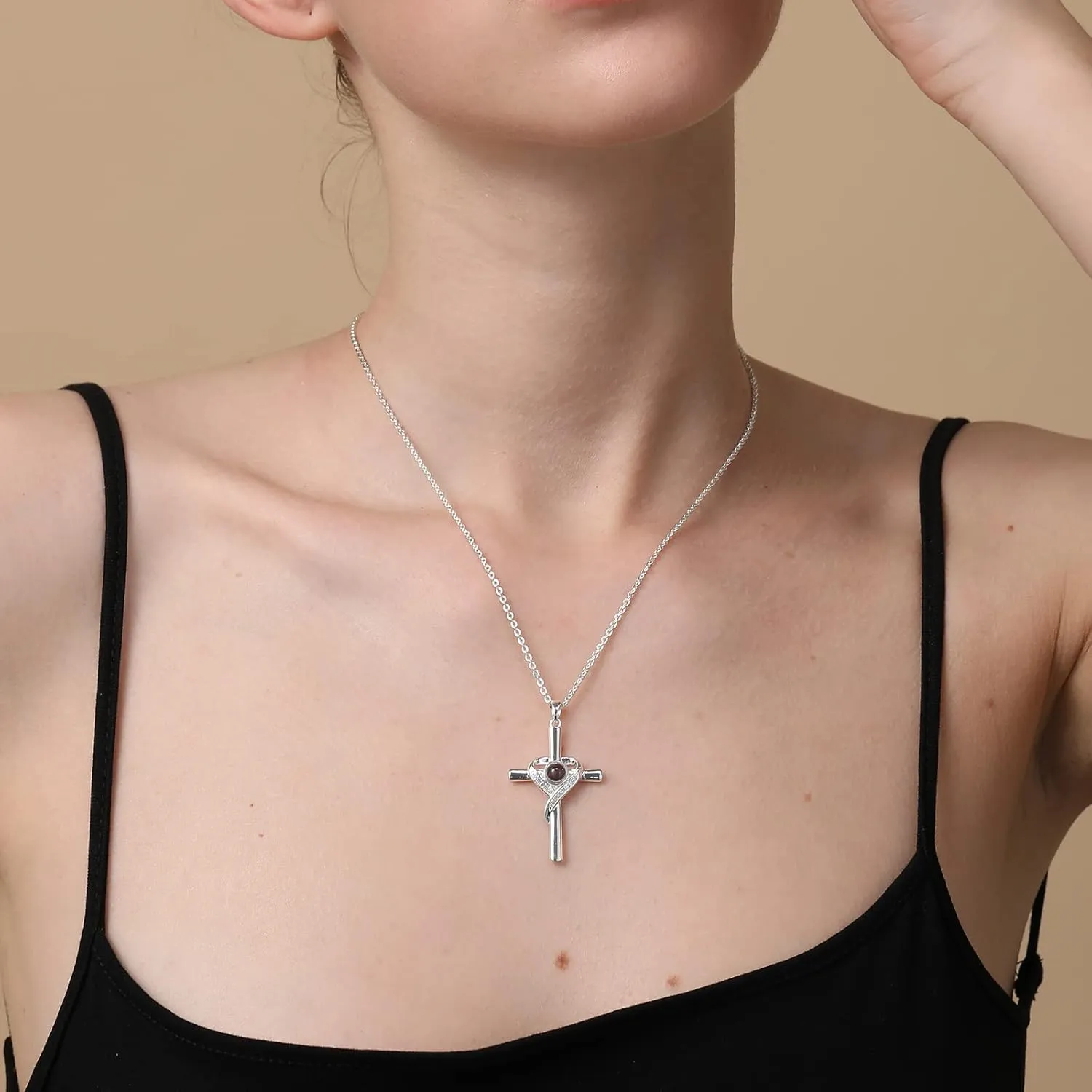 Cross Necklace with Bible Verse for Women Projection Necklace 18 2 Inches Chain Religious Spiritual Jewelry Baptism First Communion Confirmation Gifts