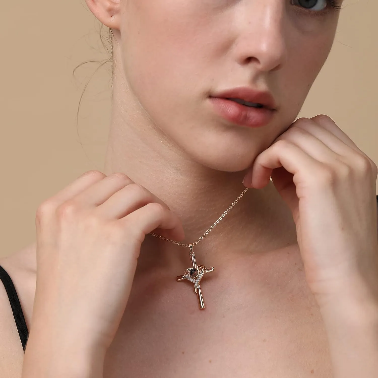 Cross Necklace with Bible Verse for Women Projection Necklace 18 2 Inches Chain Religious Spiritual Jewelry Baptism First Communion Confirmation Gifts