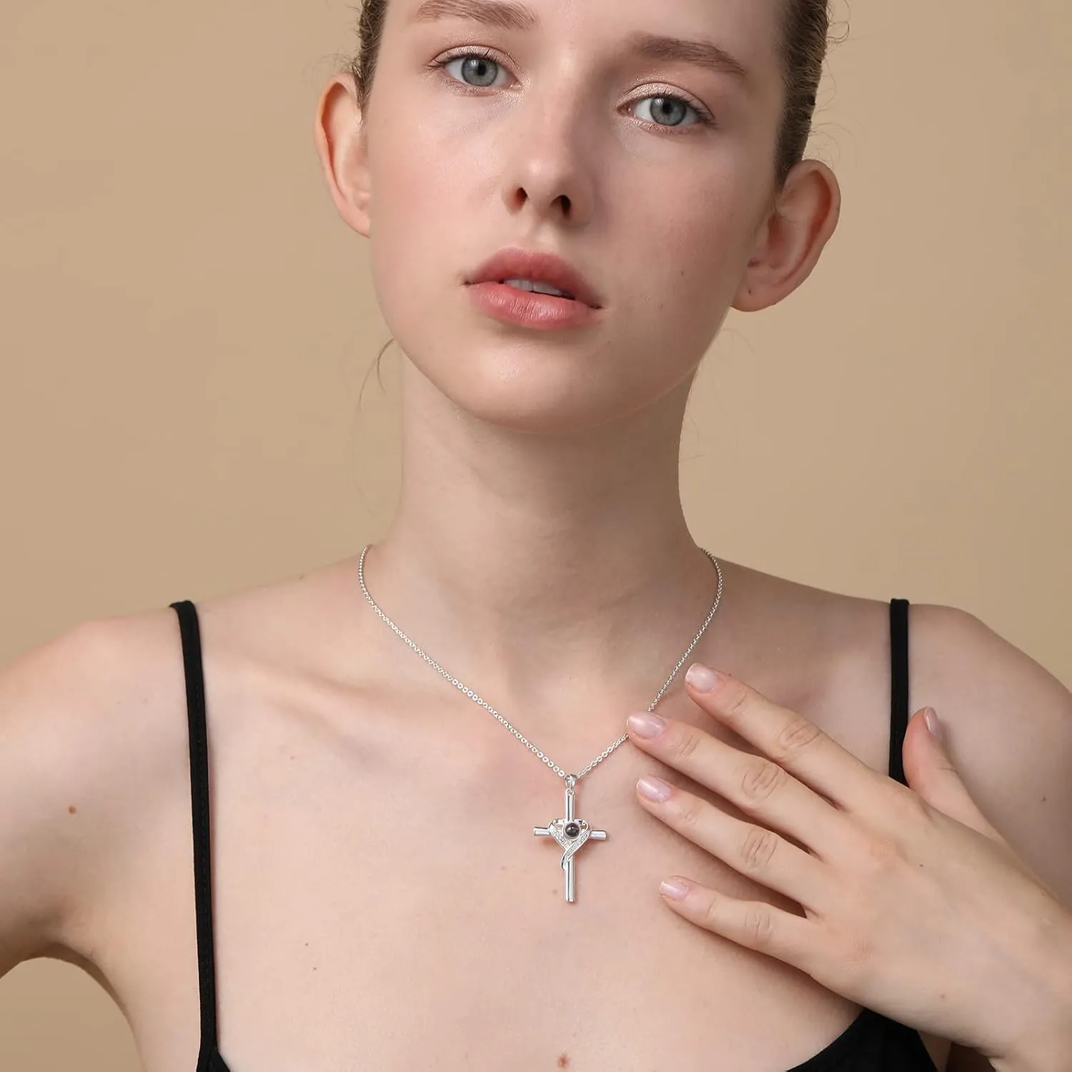 Cross Necklace with Bible Verse for Women Projection Necklace 18 2 Inches Chain Religious Spiritual Jewelry Baptism First Communion Confirmation Gifts