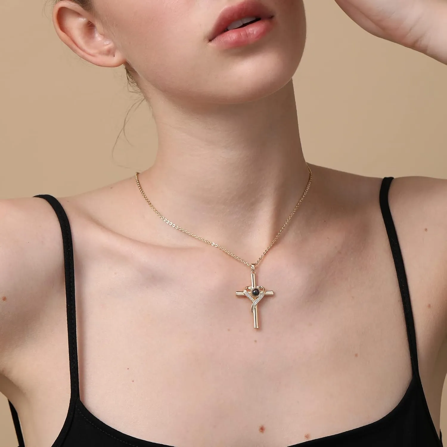 Cross Necklace with Bible Verse for Women Projection Necklace 18 2 Inches Chain Religious Spiritual Jewelry Baptism First Communion Confirmation Gifts