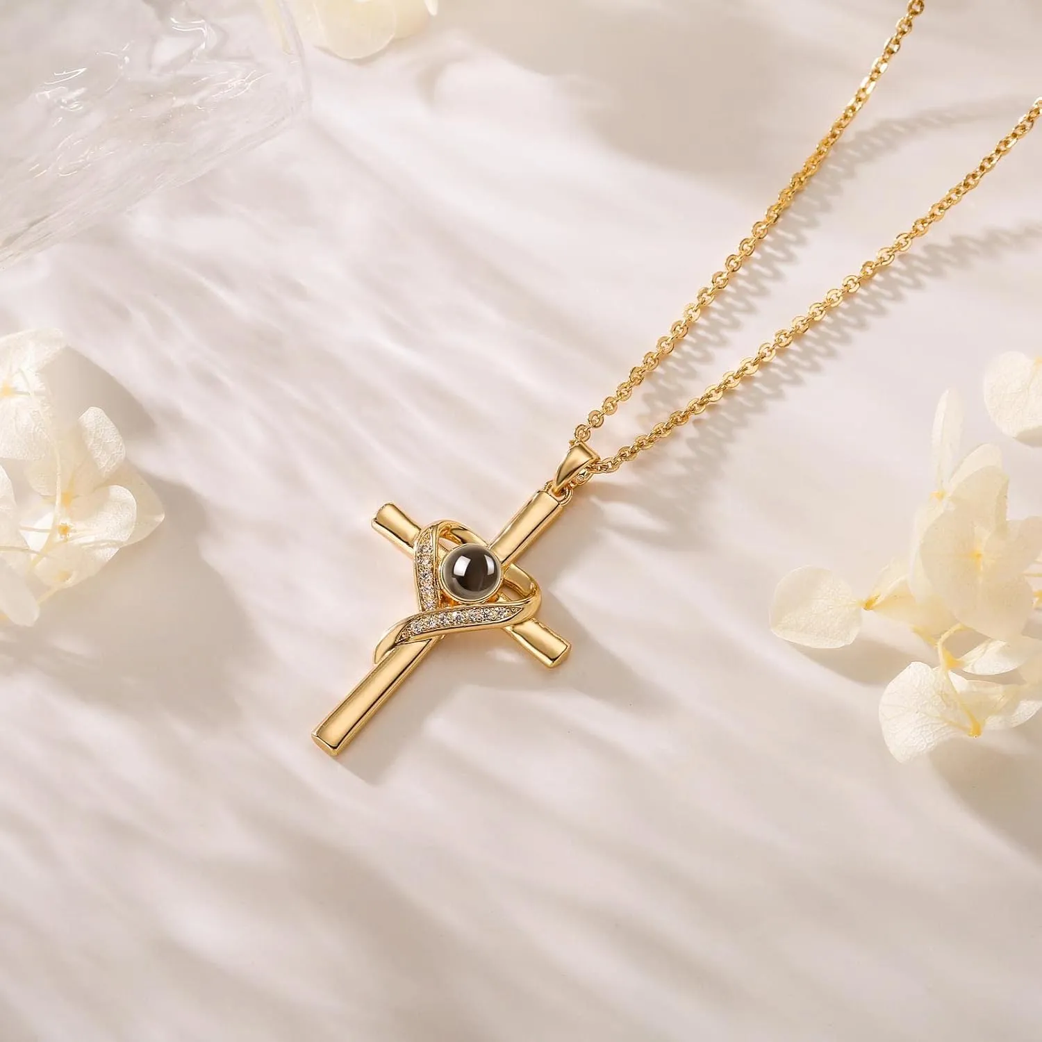 Cross Necklace with Bible Verse for Women Projection Necklace 18 2 Inches Chain Religious Spiritual Jewelry Baptism First Communion Confirmation Gifts
