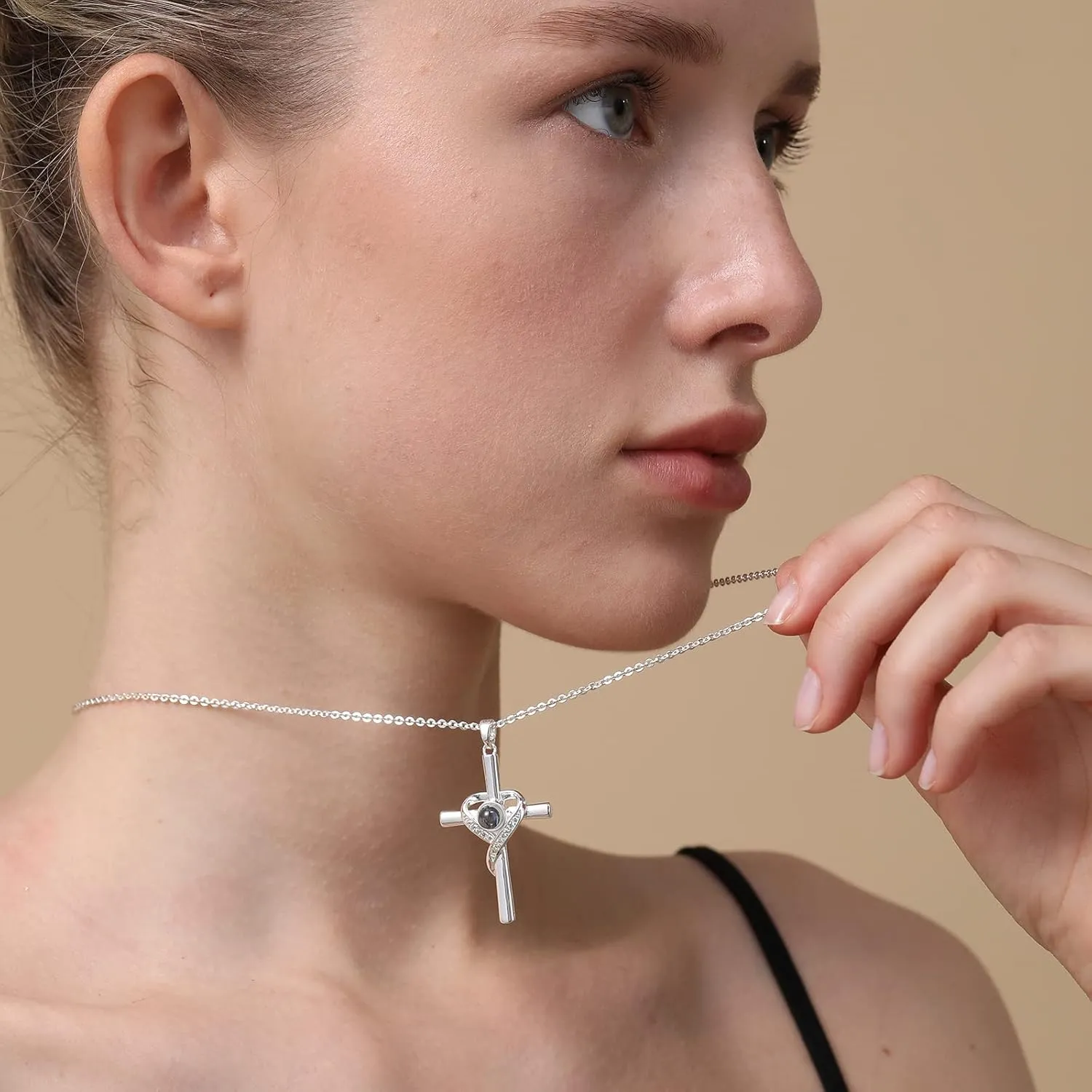 Cross Necklace with Bible Verse for Women Projection Necklace 18 2 Inches Chain Religious Spiritual Jewelry Baptism First Communion Confirmation Gifts