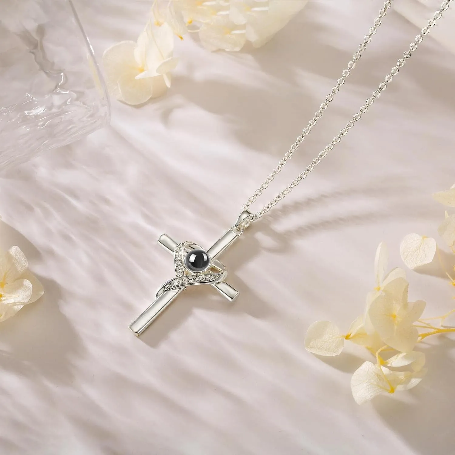 Cross Necklace with Bible Verse for Women Projection Necklace 18 2 Inches Chain Religious Spiritual Jewelry Baptism First Communion Confirmation Gifts