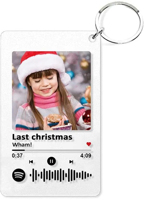 Custom Spotify Keychain with Picture,Custom Scannable Spotify Music Song Code Keychain
