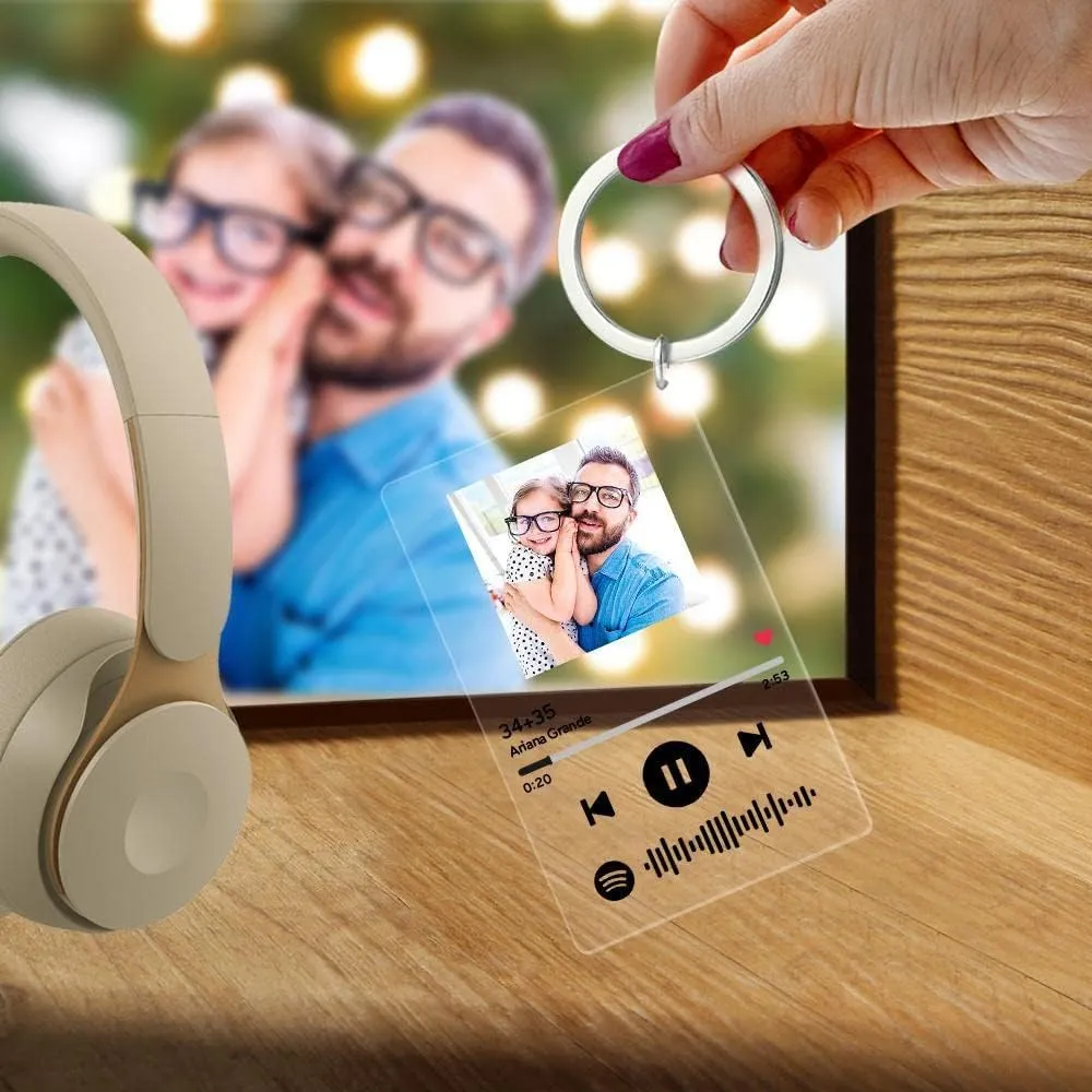 Custom Spotify Keychain with Picture,Custom Scannable Spotify Music Song Code Keychain