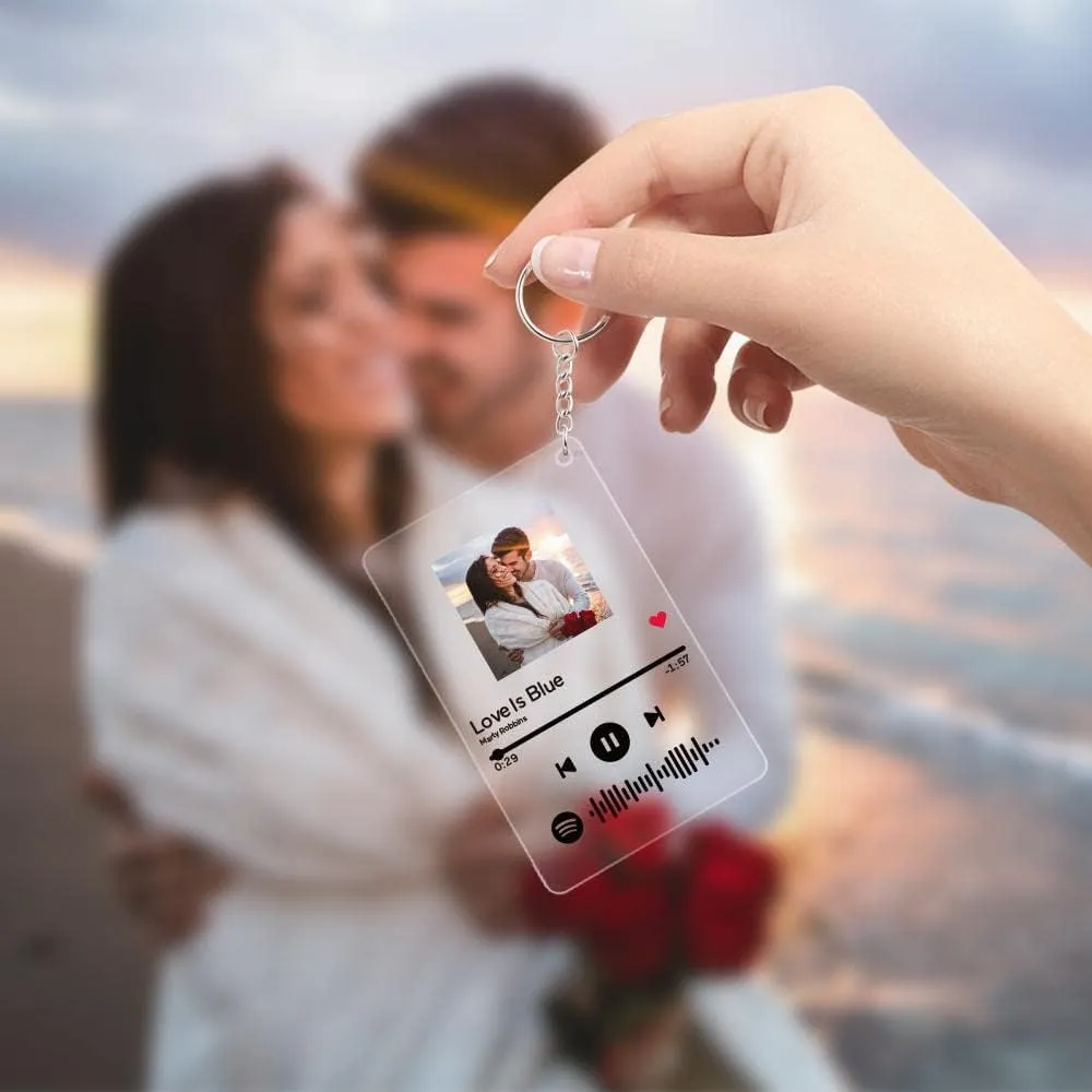 Custom Spotify Keychain with Picture,Custom Scannable Spotify Music Song Code Keychain
