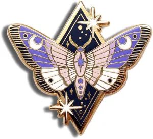 Cute Blue Moth Butterfly Starlight Moon Enamel Pin Novelty Brooch Buttons Jewelry for Jackets Jeans Backpack Cloth Lapel Bag Hat Gift for Anime Lovers Friends Women Girl