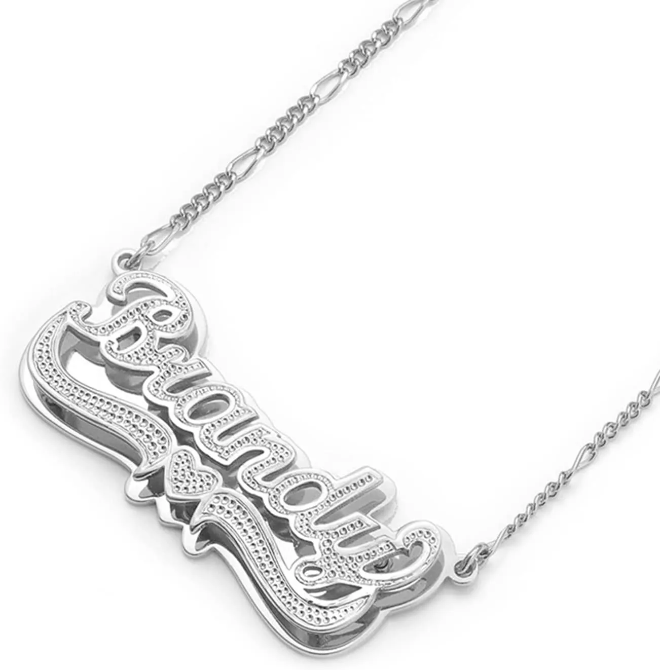 Drawelry Two Tone Customized Name Necklace Personalized 18K Gold Plate Double Plated Heart Made Letter Nameplate Pendant Necklace Valentine's Jewelry Gifts for Women Men