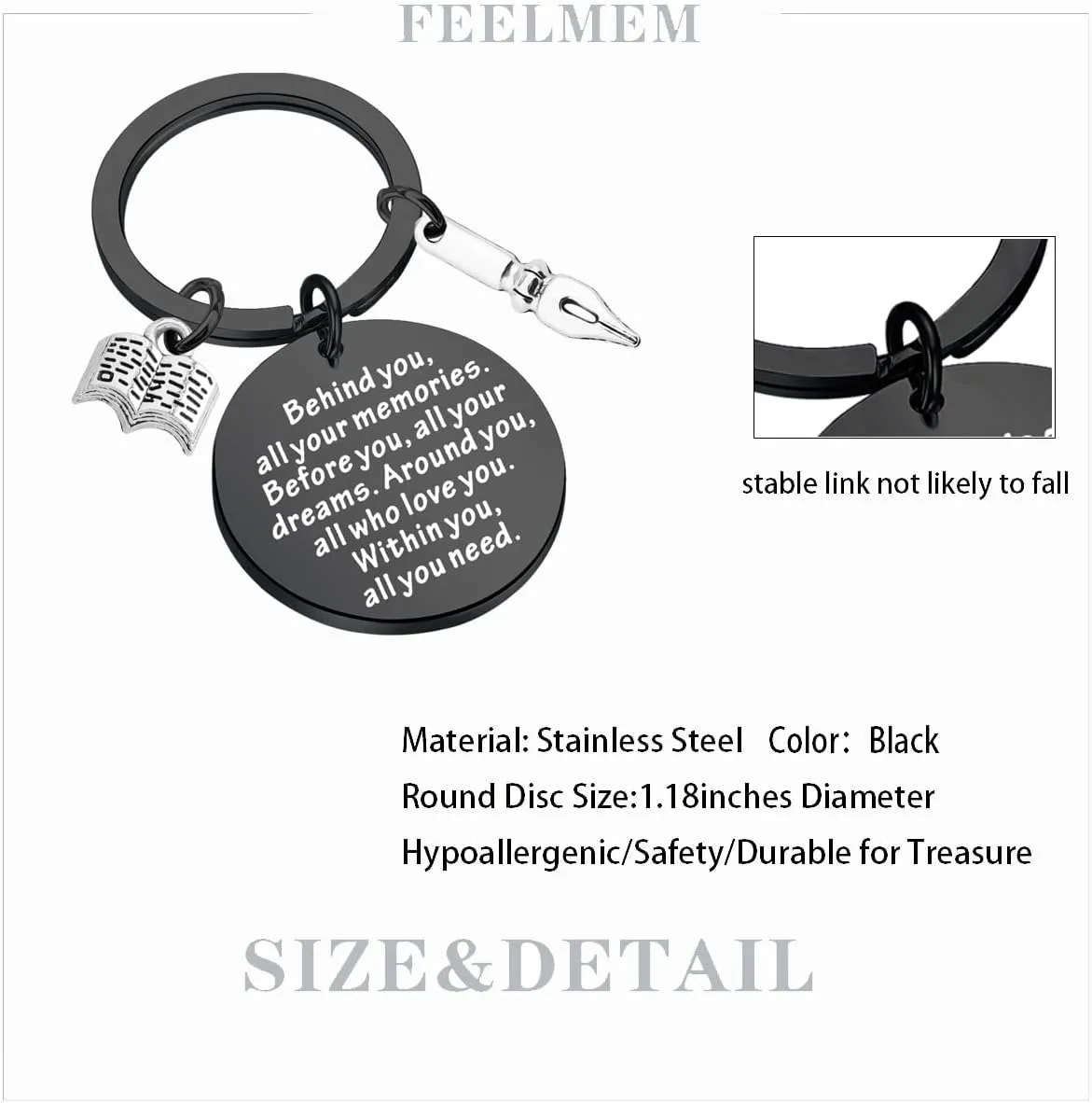 FEELMEM Writer's Keychain - Novelist's Dream & Future Author's Gift