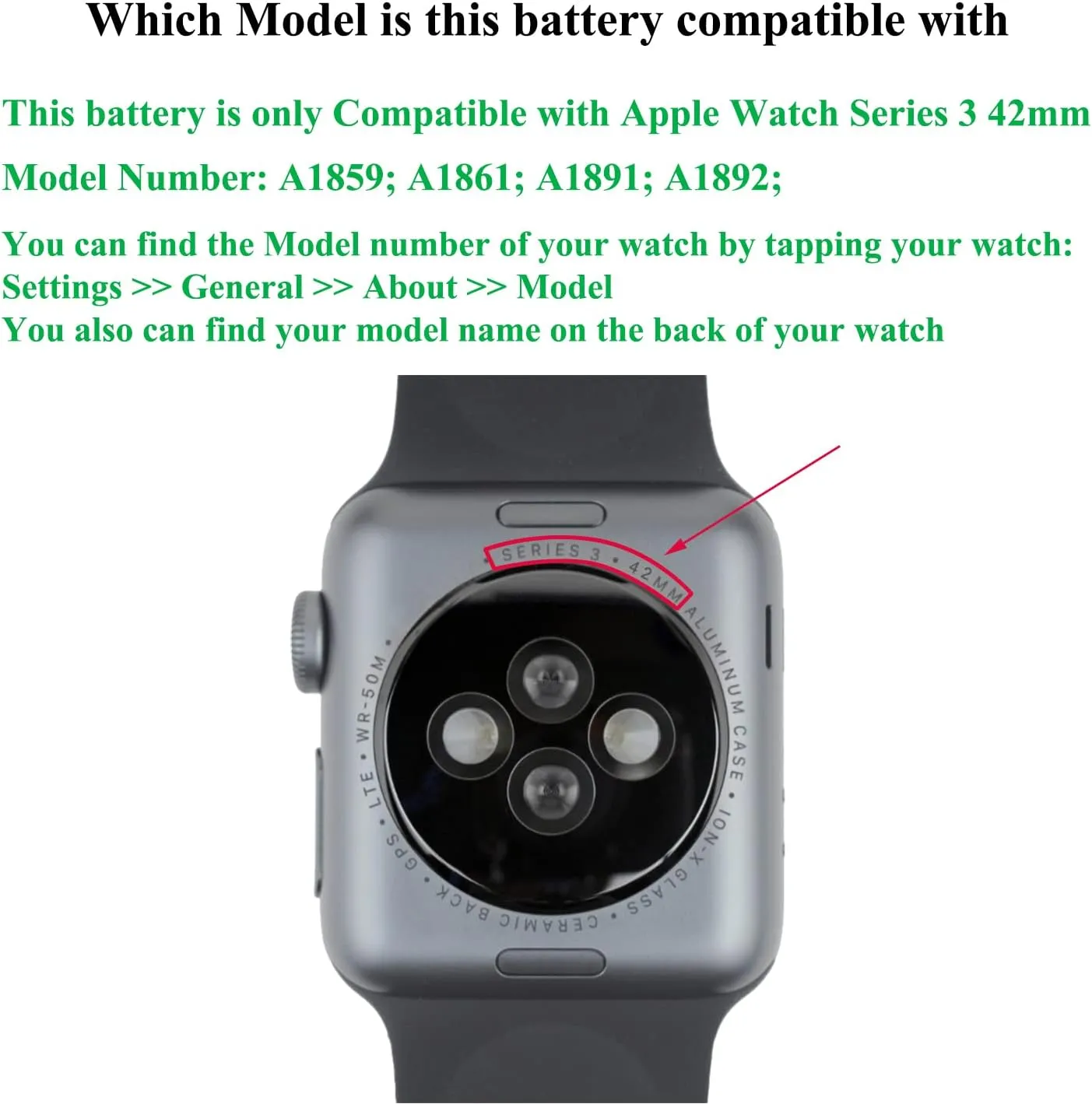 for Watch Series 3 42 mm Battery Replacement Kits (New Upgraded) Compatible with Apple Watch 3rd Generation with Installation Manual and Repair Tool Kits