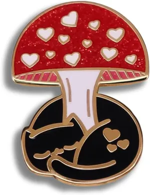 Glitter Red Magic Mushroom Black Cat Hard Enamel Pin Cute Funy Cartoon Sleep Kitty Brooch Buttons Fashion Unique Jewelry for Jackets Jeans Backpack Cloth Lapel Bag Hat Gift for Cat Lovers Girl