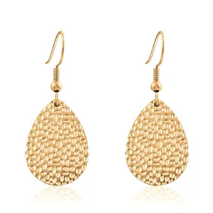Gold Teardrop Drop Dangle Earrings for Women Hypoallergenic Handmade Hammered Gold Earrings for Sensitive Ears
