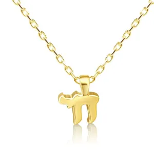 Hebrew Chai Necklace 14k Yellow Gold Vermeil for Women