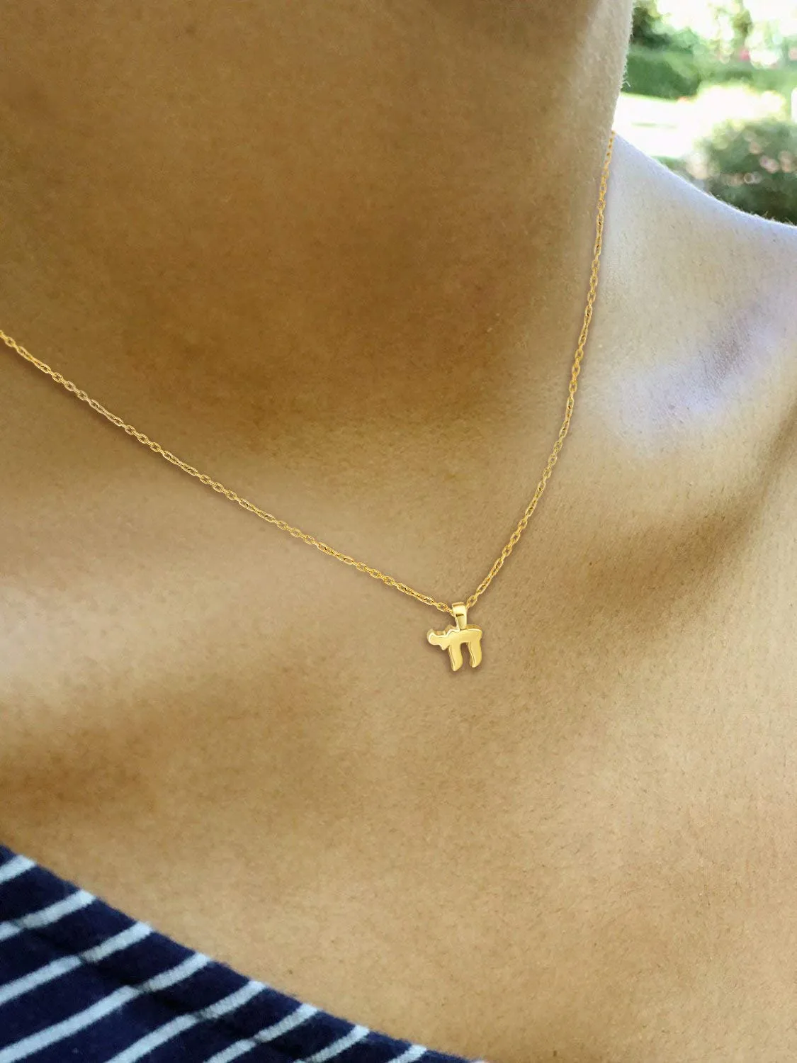 Hebrew Chai Necklace 14k Yellow Gold Vermeil for Women