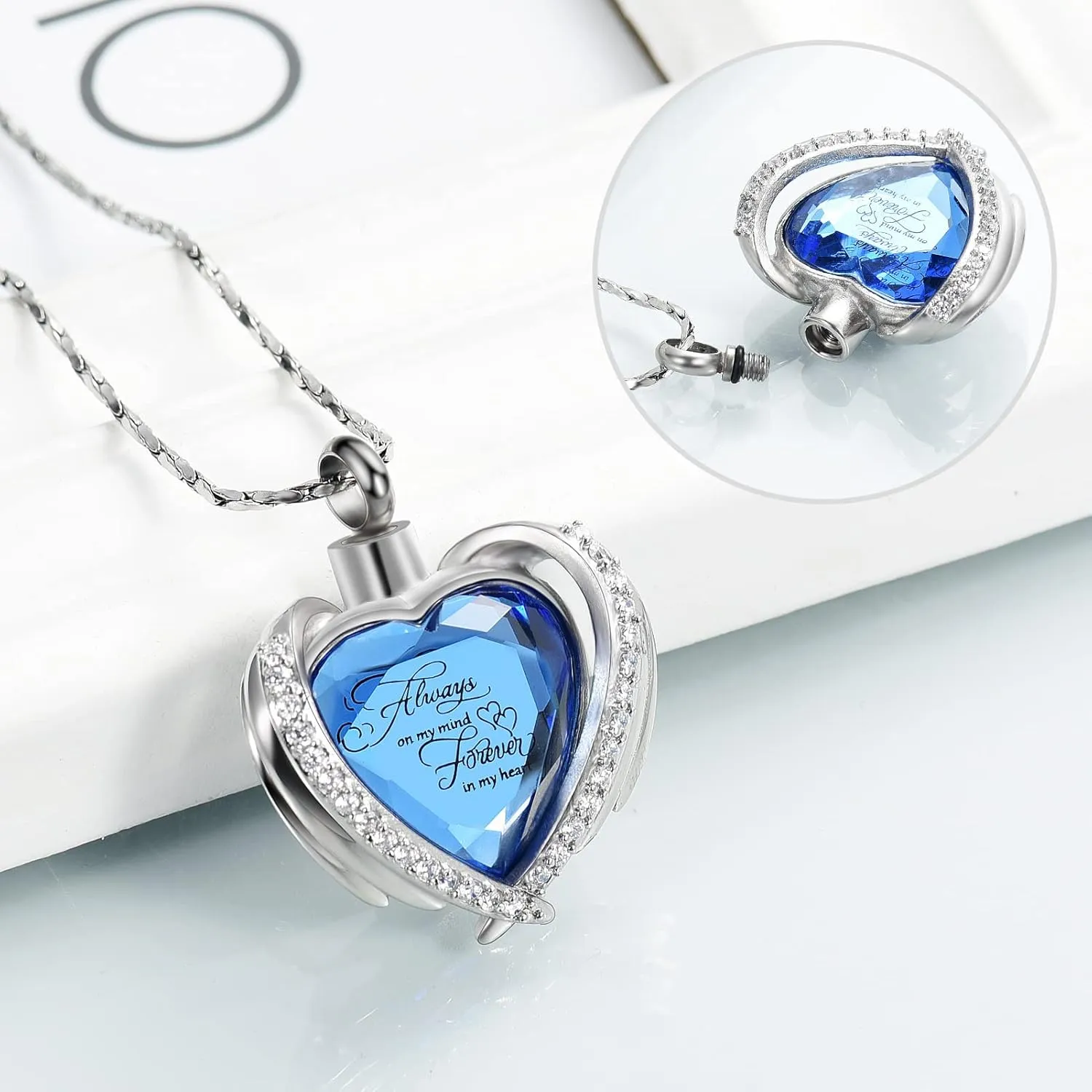Imrsanl Cremation Jewelry for Ashes Pendant - Crystal Heart Urn Necklace with Mini Keepsake Urn Memorial Ash Jewelry
