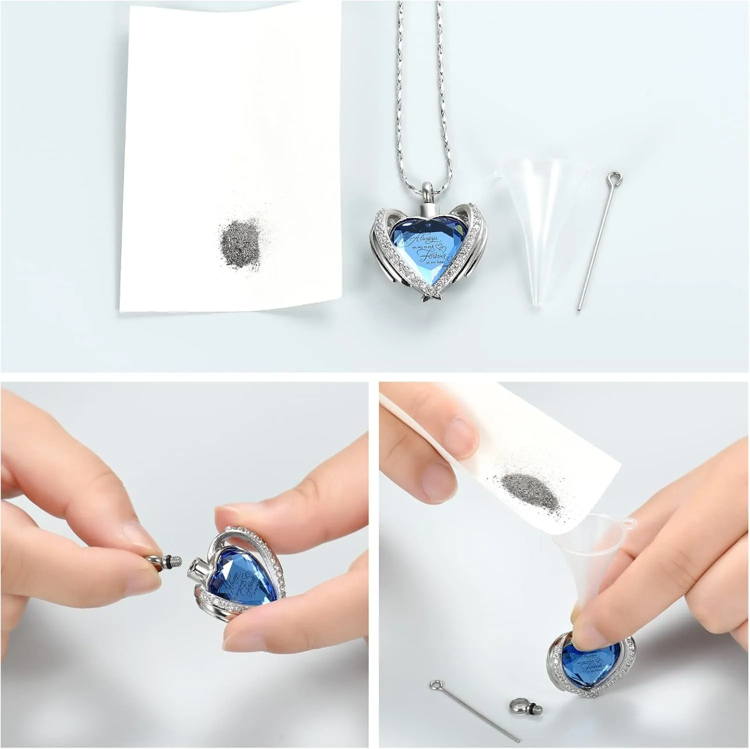 Imrsanl Cremation Jewelry for Ashes Pendant - Crystal Heart Urn Necklace with Mini Keepsake Urn Memorial Ash Jewelry