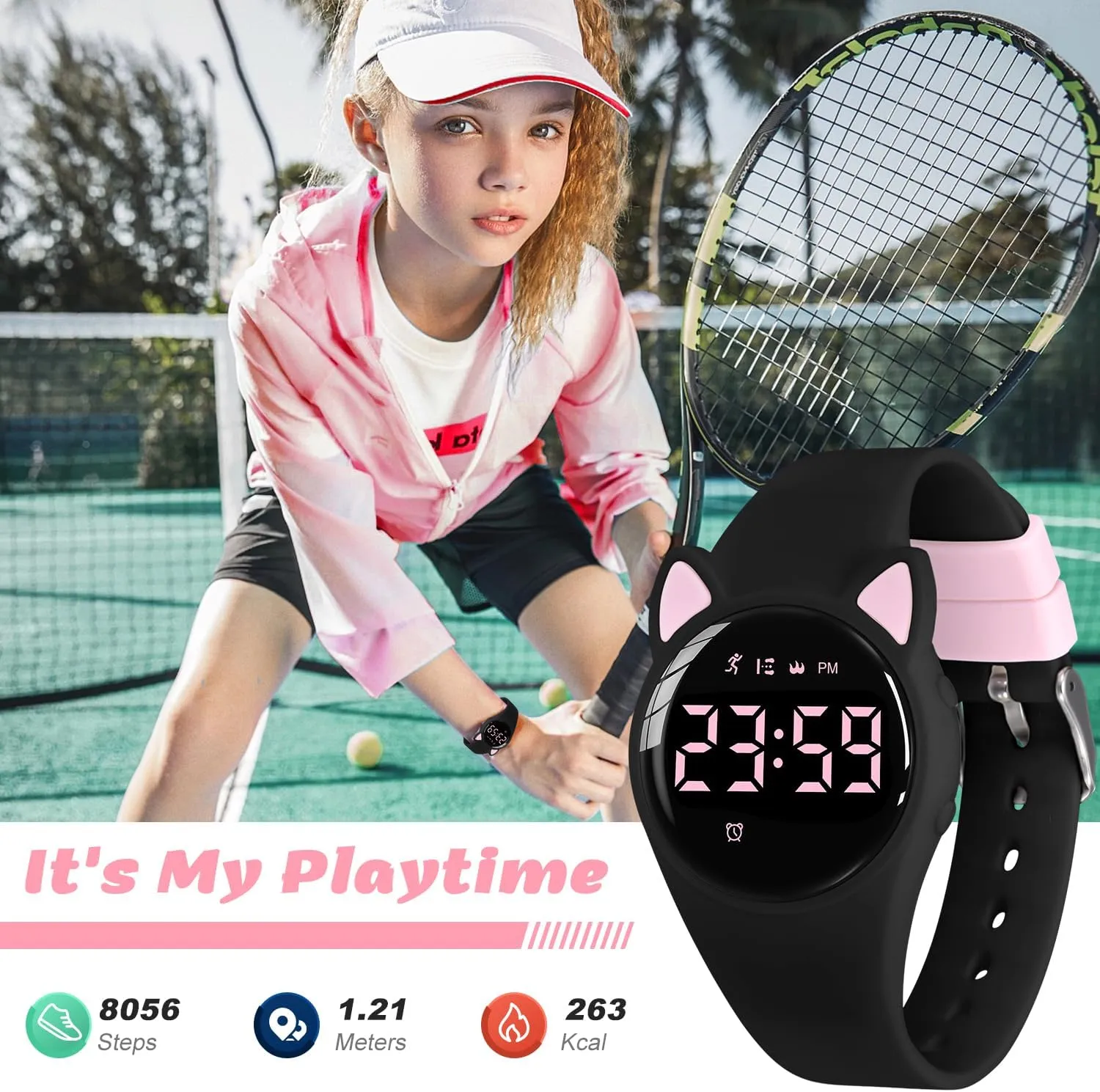 Kids Digital Watches for Girls Boys, Sports Watch with Fitness Tracker, Pedometer, Alarm Clocks, Stopwatch, No App Needed & Waterproof Kids Watch, Gift for Teens Girls Boys Ages 5-14