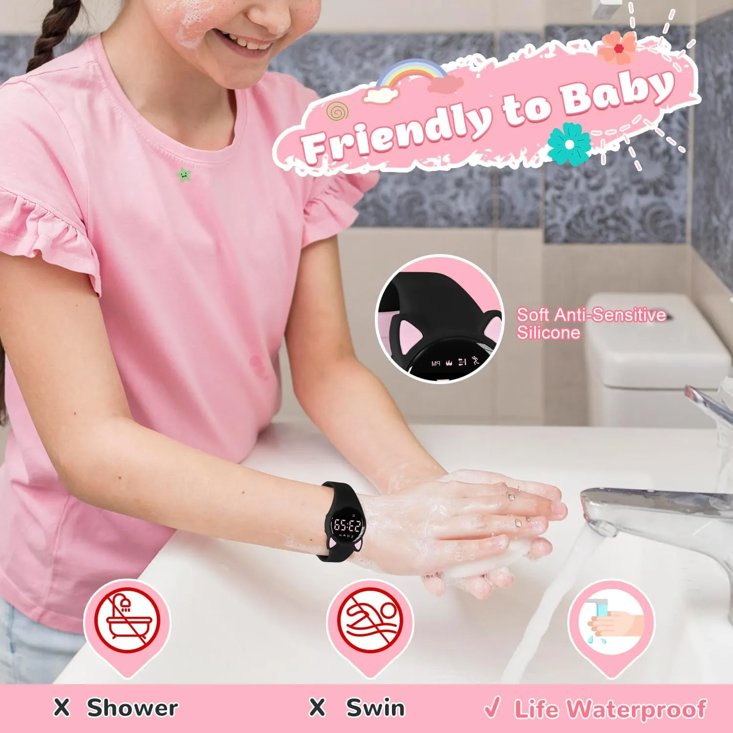 Kids Digital Watches for Girls Boys, Sports Watch with Fitness Tracker, Pedometer, Alarm Clocks, Stopwatch, No App Needed & Waterproof Kids Watch, Gift for Teens Girls Boys Ages 5-14