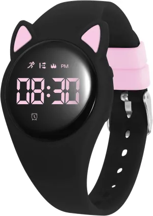 Kids Watch, Digital Watch, Sport Watch with Alarm Clock, Stopwatch, Waterproof Fitness Tracker with No App for Ages 5-12 Children (MEHeipin-Black Pink)