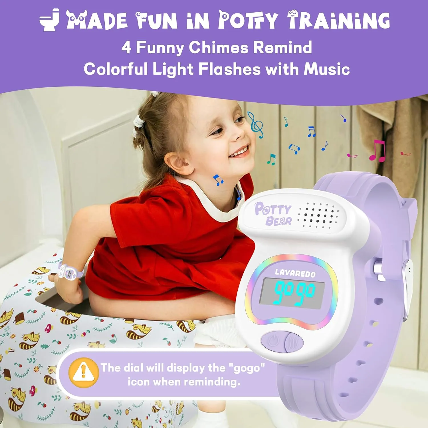 Kids Watch Potty Training Watches for Boys and Girls, Potty Timer Toilet Shape and LED Colorful Lights, Music Reminds Kids It's Time to Go to The Bathroom, Fun Gift for Moms and Toddlers