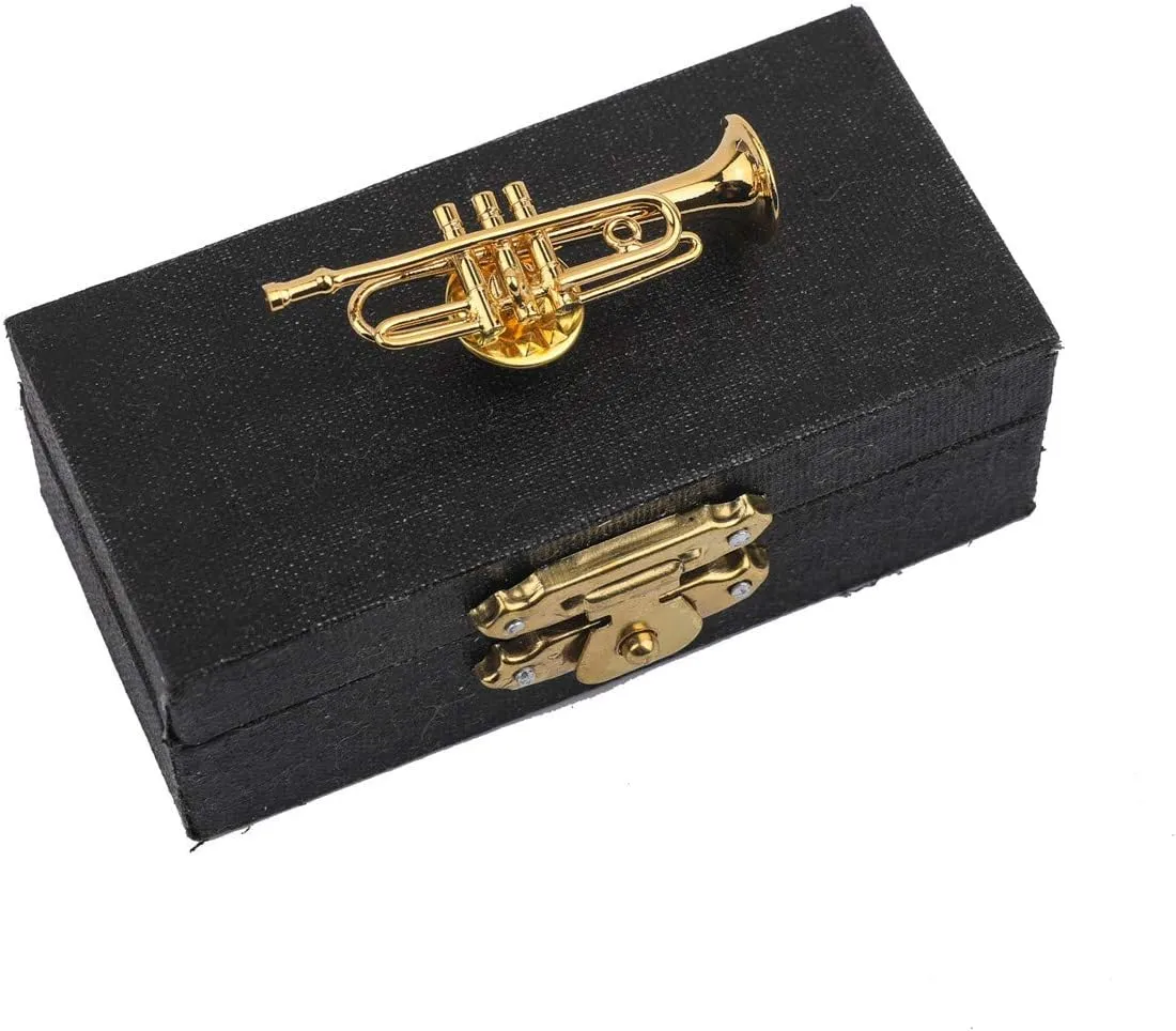 Miniature Musical Instrument Fashion Lapel Pin Mini Musical Instrument Brooch Model with Red Velvet Lined Instrument Case Christmas Birthday Gifts Decoration and Ornament for Men and Women
