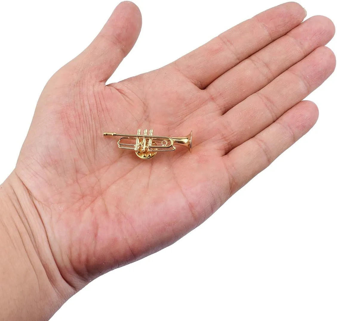 Miniature Musical Instrument Fashion Lapel Pin Mini Musical Instrument Brooch Model with Red Velvet Lined Instrument Case Christmas Birthday Gifts Decoration and Ornament for Men and Women