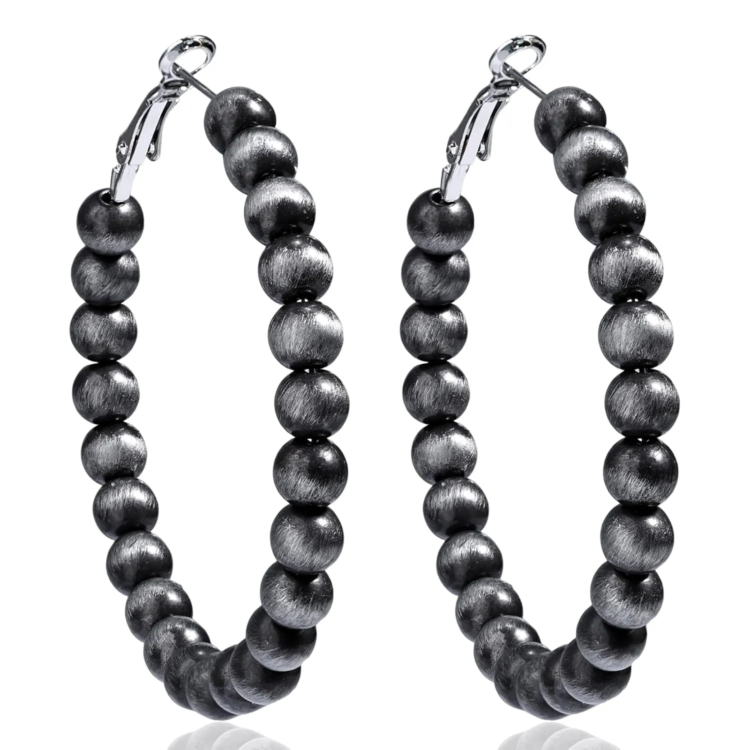Navajo Pearls Dangle Chunky Hoop Earrings for Women Hypoallergenic Vintage Western Cowgirl Jewelry-Large