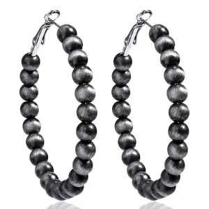 Navajo Pearls Dangle Chunky Hoop Earrings for Women Hypoallergenic Vintage Western Cowgirl Jewelry-Large