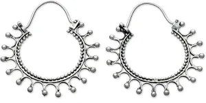 NOVICA Artisan Crafted Sterling Silver Hoop Earrings | Snap Down | Handcrafted Vintage Design | No Gemstone | Hypoallergenic Jewelry | Lead & Nickel Free | Indonesia ' Midnight Rapture' 1.6" L x 1.4"