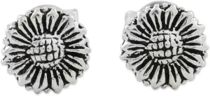 NOVICA Artisan Crafted Sterling Silver Sunflower Stud Earrings | Push Back | High Polish Finishing | No Gemstone | Floral Stud | Hypoallergenic Jewelry | Lead & Nickel Free | Thailand ' Cute