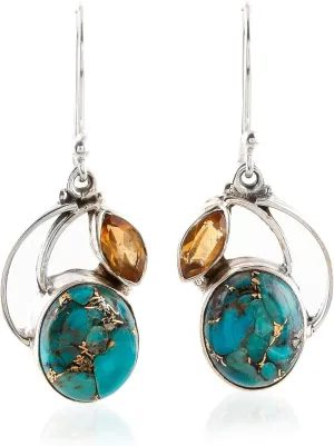 NOVICA Artisan Handmade Dangle Earrings Composite Silver Sterling Reconstituted Blue India Birthstone